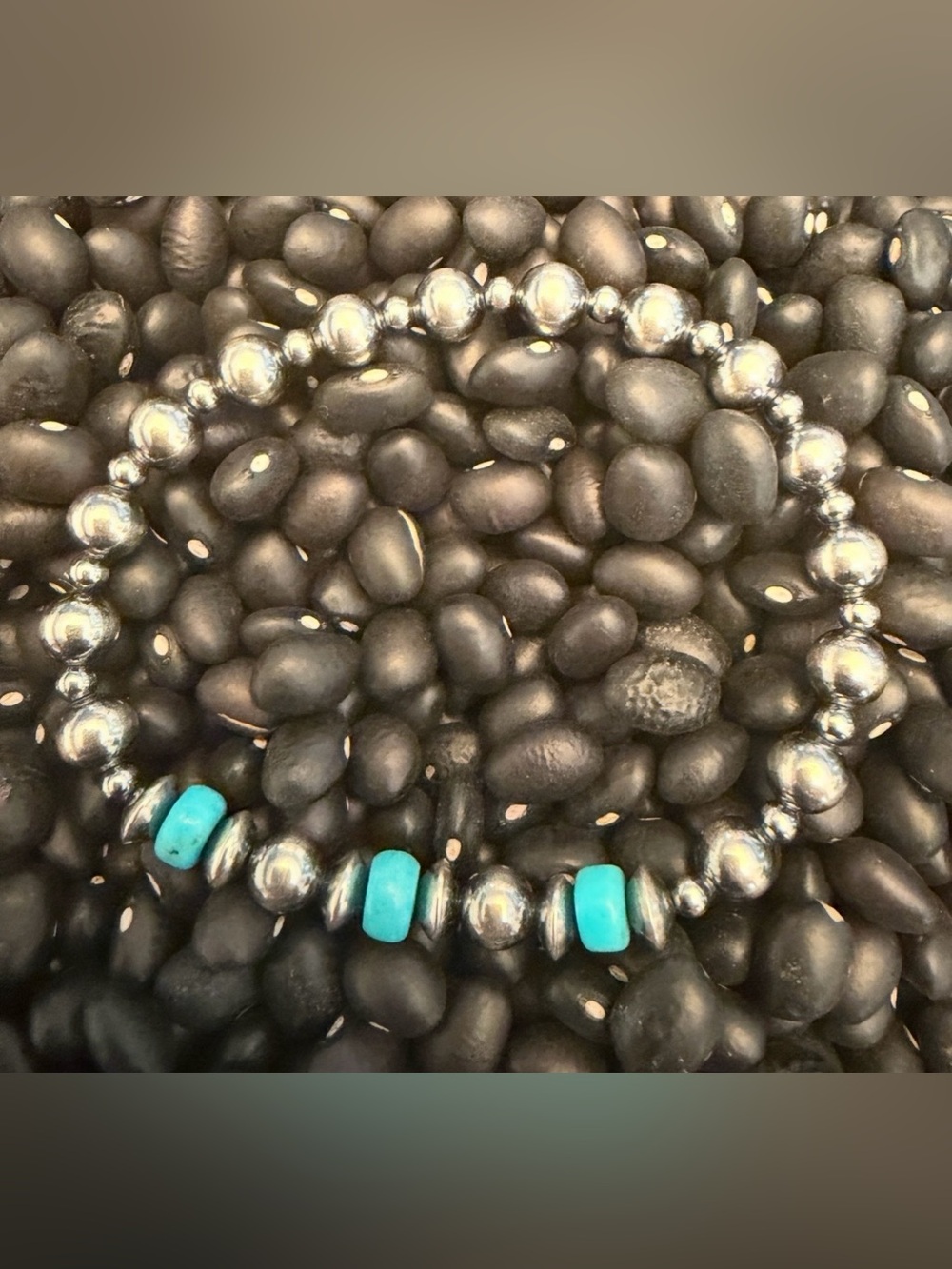 Silver Beaded Bracelet with Turquoise Accent Beads